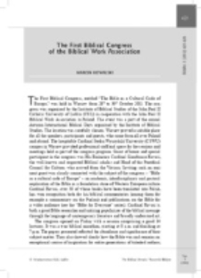 The First Biblical Congress of the Biblical Work Association.