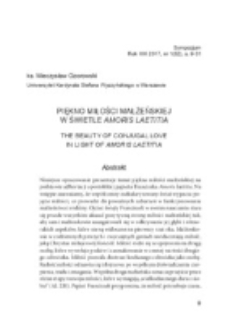 Piękno miłości małżeńskiej w świetle Amoris laetitia.