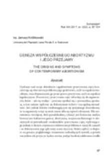 Geneza wsp&oacute;łczesnego abortyzmu i jego przejawy.