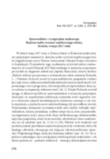 Sprawozdanie z sympozjum naukowego Rodzina wobec wyzwań współczesnego świata,Kraków, 6 maja 2017 roku.