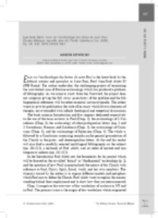Recenzja : Jean-Noël Aletti, Essai sur l’ecclésiologie des lettres de saint Paul (Études Bibliques nouvelle série 60; Pendé: Gabalda et Cie, 2009). Pp. 218. €45. ISBN 2-85021-194-1.