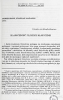 Klasyczność filozofii klasycznej / Andrzej Bronk, Stanisław Majdański.