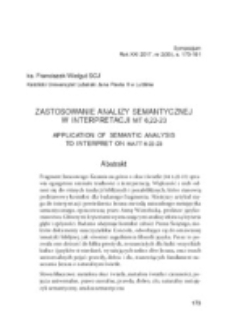 Zastosowanie analizy semantycznej w interpretacji Mt 6,22-23.