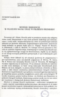 Nowsze tendencje w filozofii nauki oraz w filozofii przyrody / Zygmunt Hajduk.