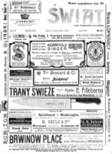 Świat : [pismo tygodniowe ilustrowane poświęcone życiu społecznemu, literaturze i sztuce. R. 3 (1908), nr 44 (31 października)