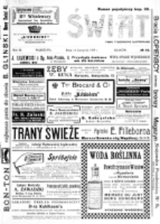 Świat : [pismo tygodniowe ilustrowane poświęcone życiu społecznemu, literaturze i sztuce. R. 3 (1908), nr 46 (14 listopada)