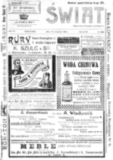 Świat : [pismo tygodniowe ilustrowane poświęcone życiu społecznemu, literaturze i sztuce. R. 3 (1908), nr 48 (28 listopada)