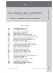 Polska bibliografia biblijna za lata 2012–2013.