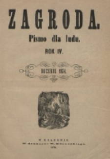 Spis przedmiotów zawartych w "Zagrodzie" z roku 1874.