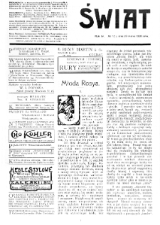 Świat : [pismo tygodniowe ilustrowane poświęcone życiu społecznemu, literaturze i sztuce. R. 4 (1909), nr 12 (20 marca)