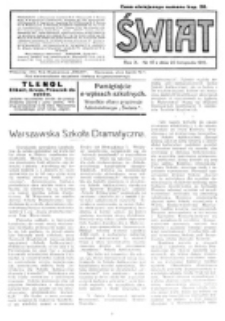 Świat : pismo tygodniowe ilustrowane poświęcone życiu społecznemu, literaturze i sztuce. R. 10 (1915), nr 47 (20 listopada)
