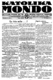 Katolika Mondo : sendependa oficiala organo por tutmondaj interesoj katolikaj : gazeto de Internacio Katolika. Jarkolekto 4, numero 1