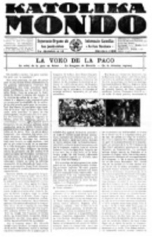 Katolika Mondo : sendependa oficiala organo por tutmondaj interesoj katolikaj : gazeto de Internacio Katolika. 1926, Jarkolekto 7, numero 11