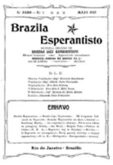 Brazila Esperantisto : oficiala organo de "Brazila Ligo Esperantista". Jaro 5, numero 1 (1913)