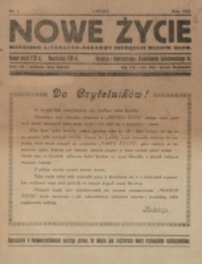 Nowe Życie : miesięcznik literacko-naukowy poświęcony młodym siłom. nr 1 (1928