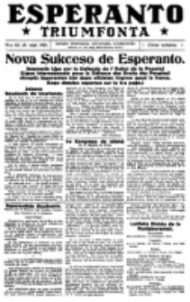Esperanto Triumfonta : ǰurnalo internacia, universale, sendependa. 1921, no 50