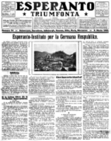 Esperanto Triumfonta : ǰurnalo internacia, universale, sendependa. 1922, no 74