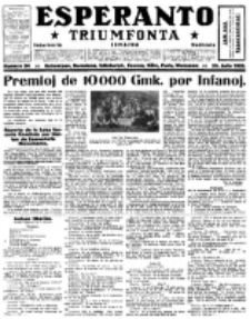 Esperanto Triumfonta : ǰurnalo internacia, universale, sendependa. 1922, no 94