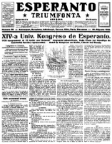 Esperanto Triumfonta : ǰurnalo internacia, universale, sendependa. 1922, no 98