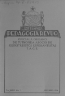 Internacia Pedagogia Revuo : oficiala organo de Tutmonda Asocio de Geinstruistoj Esperantistaj (TAGE). Jaro 7, n-o 1 (Januaro 1928)