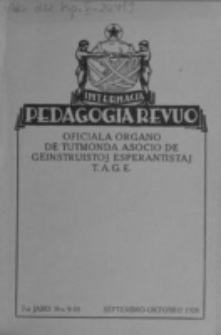 Internacia Pedagogia Revuo : oficiala organo de Tutmonda Asocio de Geinstruistoj Esperantistaj (TAGE). Jaro 7, n-o 9/10 (Septembro-Oktobro 1928)