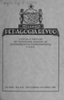 Internacia Pedagogia Revuo : oficiala organo de Tutmonda Asocio de Geinstruistoj Esperantistaj (TAGE). Jaro 8, n-o 9/10 (1929)
