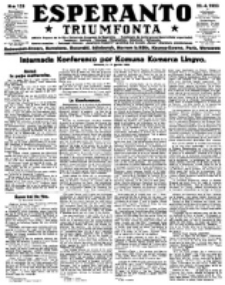 Esperanto Triumfonta : ǰurnalo internacia, universale, sendependa. 1923, no 133