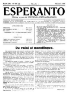 Esperanto : revuo internacia : oficiala organo de Universala Esperanto Asocio. Jaro 22, no2=306 (Februaro 1926)