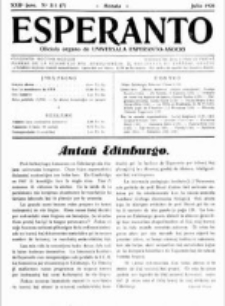 Esperanto : revuo internacia : oficiala organo de Universala Esperanto Asocio. Jaro 22, nr 7=311 (Julio 1926)