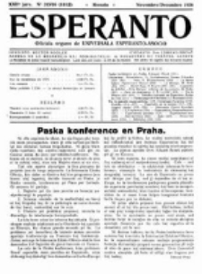 Esperanto : revuo internacia : oficiala organo de Universala Esperanto Asocio. Jaro 22, no 11/12=315/316 (Novembro/Decembro 1926)