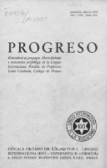 Progreso : oficala organo dil Uniono por la apliko e propago de la Linguo Internaciona (Ido). Tomo 14, nro. 1=115 (Januaro-Marto 1937)