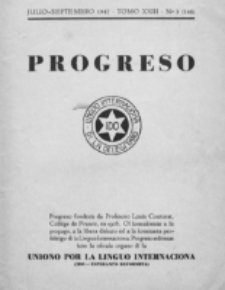 Progreso : oficala organo dil Uniono por la apliko e propago de la Linguo Internaciona (Ido). Tomo 23, nro. 3=148 (Julio-Septembro 1947)
