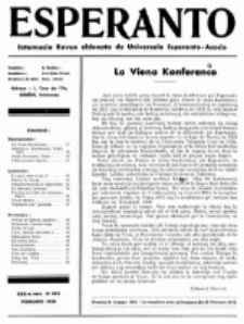 Esperanto : revuo internacia : oficiala organo de Universala Esperanto Asocio. Jaro 30, no 2=402 (Februaro 1934)