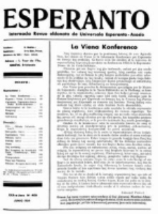 Esperanto : revuo internacia : oficiala organo de Universala Esperanto Asocio. Jaro 30, no 6=406 (Junio 1934)
