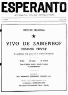 Esperanto : revuo internacia : oficiala organo de Universala Esperanto Asocio. Jaro 40, no 499 (Majo 1947)