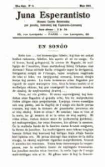 Juna Esperantisto : ilustrita gazeto beletristika por la Junuloj, Instruistoj kaj Esperanto-Lernantoj. Jaro 9, no. 5 (1911)