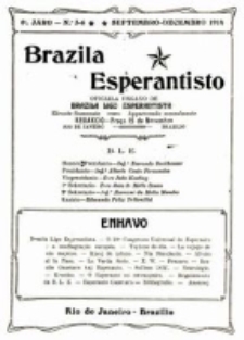 Brazila Esperantisto : oficiala organo de "Brazila Ligo Esperantista". Jaro 6, numero 3/6 (1914/1915)