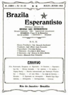 Brazila Esperantisto : oficiala organo de "Brazila Ligo Esperantista". Jaro 6, numero 11/12 (1914/1915)
