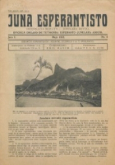 Juna Esperantisto : internacia monata-junulara revuo : oficiala organo de Tutmonda Esperanto-Junulara Asocio. Jaro 1, nr. 4 (Majo 1933)