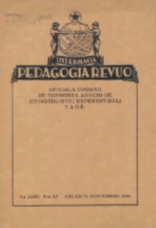 Internacia Pedagogia Revuo : oficiala organo de Tutmonda Asocio de Geinstruistoj Esperantistaj (TAGE). Jaro 9, n-o 8/9 (Aŭgusto-Septembro 1930)