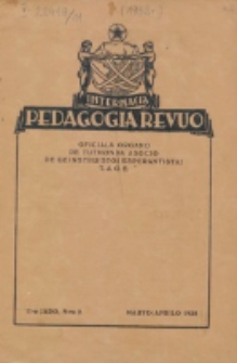 Internacia Pedagogia Revuo : oficiala organo de Tutmonda Asocio de Geinstruistoj Esperantistaj (TAGE). Jaro 11, n-o 2 (Marto/Aprilo 1932)
