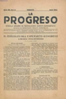 La Progreso : ĉeĥoslavaka organo esperantista : československ list esperantsky. Jaro 7, nro 8 (Juno 1924)