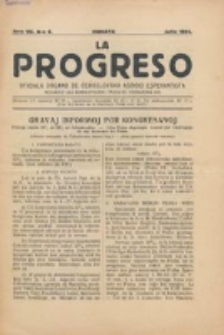 La Progreso : ĉeĥoslavaka organo esperantista : československ list esperantsky. Jaro 7, nro 9 (Julio 1924)