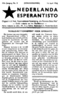 Nederlanda Esperantisto : orgaan der Nederlandsche Esperantisten Vereeniging "La Estono Estas Nia". Jaargang 11, no. 3 (16 April 1946)