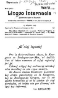 Lingvo Internacia : monata gazeto por la lingvo esperanto. Jaro 10, n-ro. 16=124 (15 aŭgusto 1905)