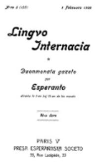 Lingvo Internacia : monata gazeto por la lingvo esperanto. Jaro 11, n-ro. 3=135 (1 Februaro 1906)