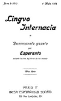 Lingvo Internacia : monata gazeto por la lingvo esperanto. Jaro 11, n-ro. 9=141 (1 Majo 1906)