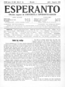 Esperanto : revuo internacia : oficiala organo de Universala Esperanto Asocio. Jaro 18, no 7/8=263/264 (Julio-Aŭgusto 1922)