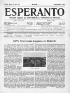 Esperanto : revuo internacia : oficiala organo de Universala Esperanto Asocio. Jaro 18, no 9=265 (Septembro 1922)