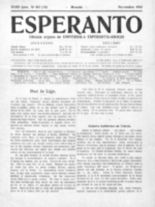 Esperanto : revuo internacia : oficiala organo de Universala Esperanto Asocio. Jaro 18, no 11=267 (Novembro 1922)